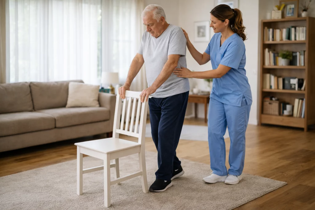 Ejercicios de equilibrio y prevención de caídas en la rehabilitación de fractura de fémur en ancianos