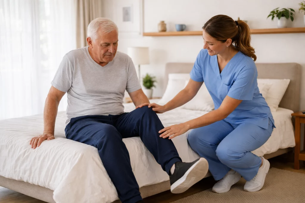 Fase temprana de rehabilitación de fractura de fémur en ancianos con fisioterapia a domicilio