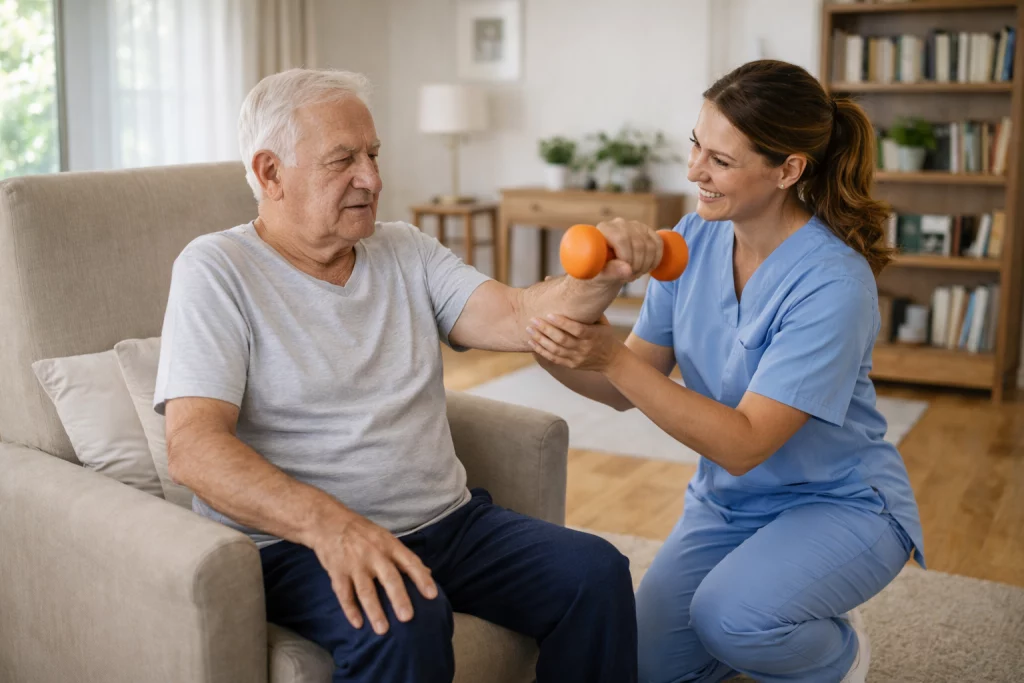 Rehabilitación de fractura de fémur a domicilio en personas mayores con fisioterapia especializada