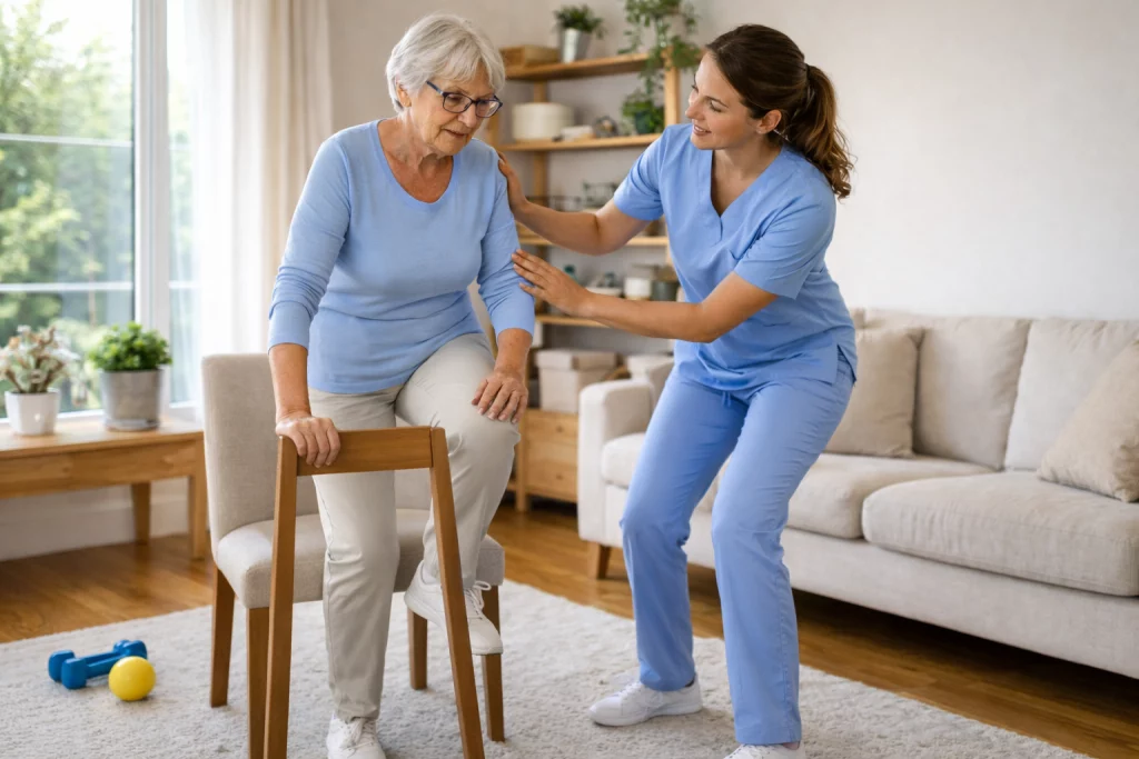 Ejercicios de equilibrio para prevenir caídas en personas mayores con sarcopenia