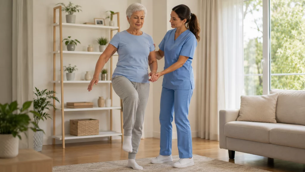 Ejercicios de equilibrio para prevenir caídas en personas mayores
