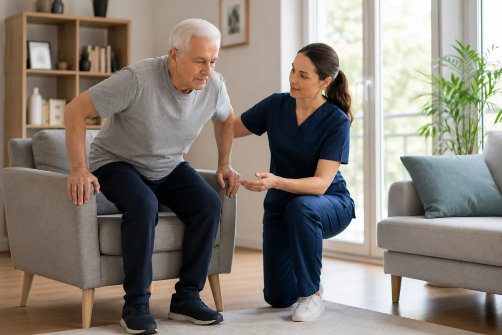 Ejercicio para fortalecer piernas en personas mayores realizado en casa
