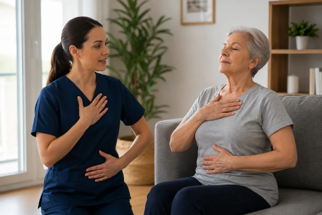 Ejercicios respiratorios para personas mayores realizados en casa